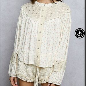 POL Embroidered Flower Top